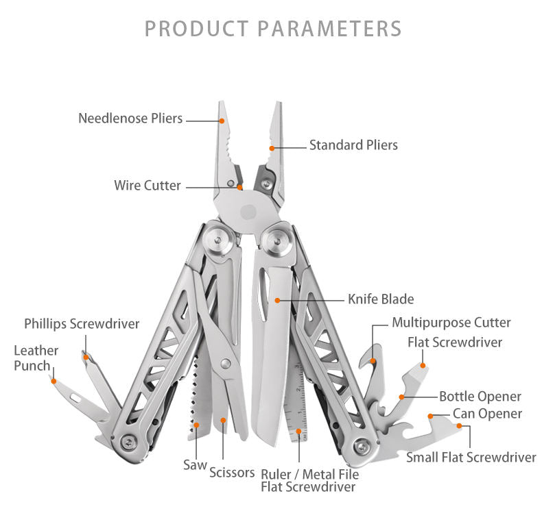 Foldable Multitool Pliers with Scissors and Screwdriver Stainless Steel Multi Tool Pliers with Replaceable Wire Cutters and Saw-3