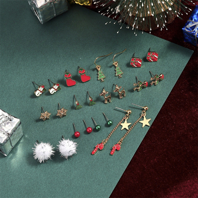 Kalėdiniai auskarai – naujo dizaino mieli animaciniai smeigtukai (stud tipo)