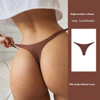 Moteriškos sportinės fitneso tamprės su plonu dirželiu, besiūlės iš „ledinio šilko“ audinio, T-formos (stringai).